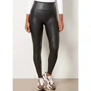 SPANX Black Faux-Leather Leggings